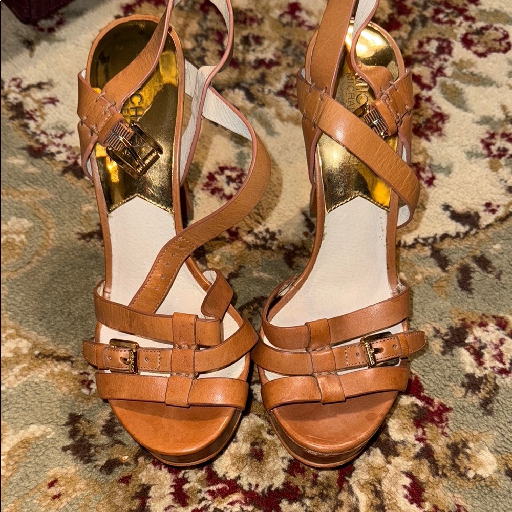 Michael Kors Tan Heels with Elegant Strappy Design